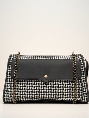 Classic Houndstooth Leather Purse New